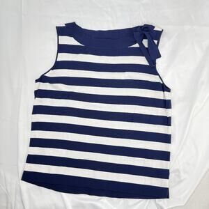 Jones NY Navy White Striped Fitted Sleeveless Top Stretch Nautical Beach Sz XL